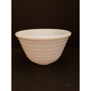 G.E. General Electric 7'' Mixer Bowl White Milk Glass Ribbed Beehive Vintage